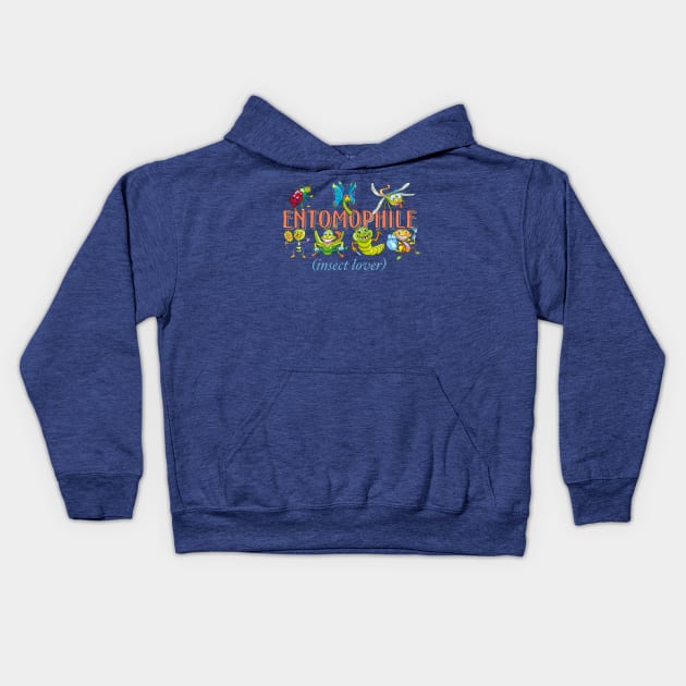 Entomophile, Insect lover Kids Hoodie by Kullatoons